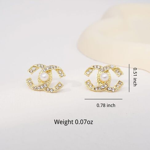 Golden Pearl Stud Earrings for Women, Cubic Zirconia Paved Designer Style Earrings with faux Pearl, Elegant Luxury Fashion Jewelry idea for Women in Kuwait