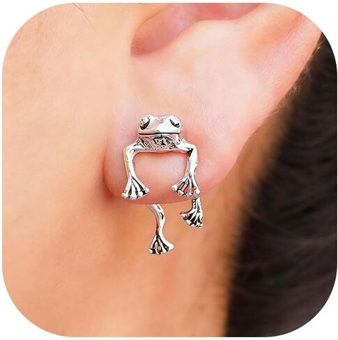 Frog Earrings Gift for Girls Women, Teen Girl Gifts Trendy Stuff Cute Cool Stuff Sterling Silver Post Stud Earrings for Girl Women Jewelry in Saudi Arabia
