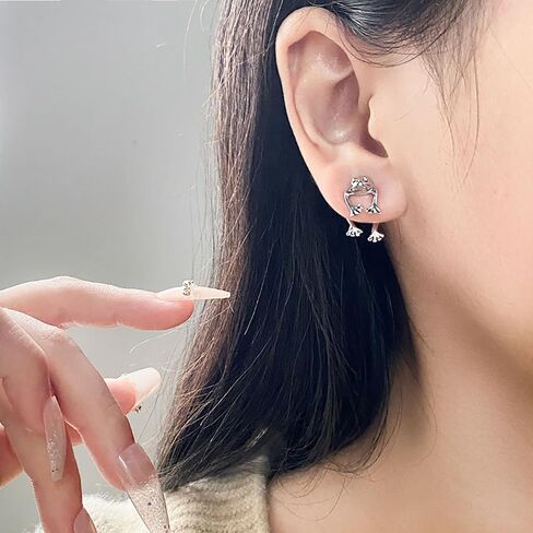 Frog Earrings Gift for Girls Women, Teen Girl Gifts Trendy Stuff Cute Cool Stuff Sterling Silver Post Stud Earrings for Girl Women Jewelry in Saudi Arabia