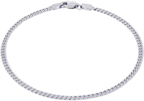 Nuragold 14K Real White Gold Solid Miami Cuban Link 2.7mm Chain Bracelet (7"-9") Italian Jewelry for Men & Women in Kuwait