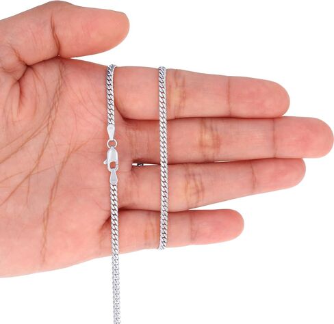 Nuragold 14K Real White Gold Solid Miami Cuban Link 2.7mm Chain Bracelet (7"-9") Italian Jewelry for Men & Women in Kuwait
