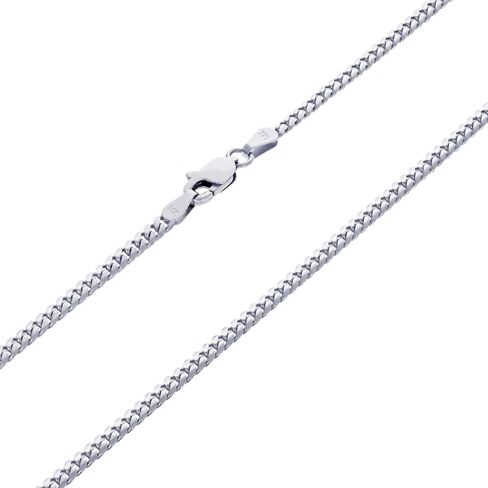 Nuragold 14K Real White Gold Solid Miami Cuban Link 2.7mm Chain Bracelet (7"-9") Italian Jewelry for Men & Women in Kuwait