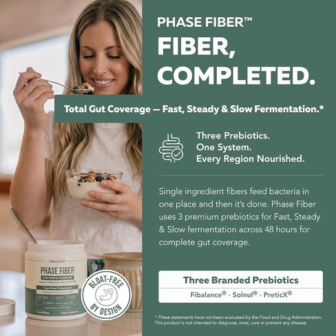 Phase Fiber™ Prebiotic Powder for Complete Gut & Digestion Support, Low FODMAP Certified Ingredients, Triple Phase Fermentation, Clinically Studied for Sensitive Digestion, Vegan (30 Servings) in Saudi Arabia