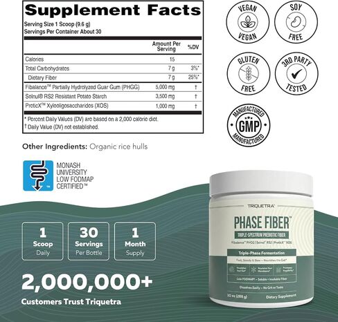 Phase Fiber™ Prebiotic Powder for Complete Gut & Digestion Support, Low FODMAP Certified Ingredients, Triple Phase Fermentation, Clinically Studied for Sensitive Digestion, Vegan (30 Servings) in Saudi Arabia