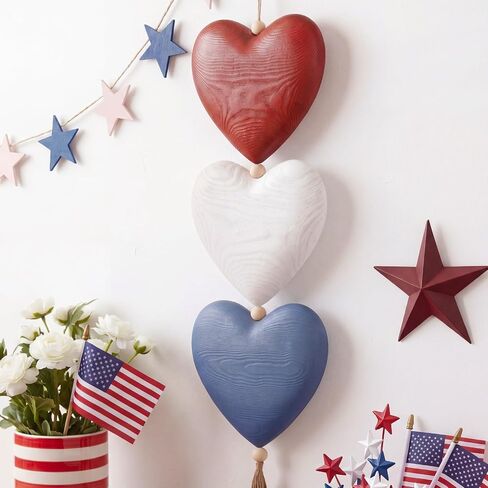 Fuutreo 3D Large 4th of July Star Wall Decor 31.5 Inch 250th Patriotic Wooden Star Hanging Decor Red White Blue Wall Hanging for Independence Day Memorial Day Home Indoor Outdoor Decoration in Kuwait