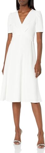 Tommy Hilfiger Women's Short Sleeve Surplice Neck Cross Waist Knee Length A-Line Dress in Kuwait