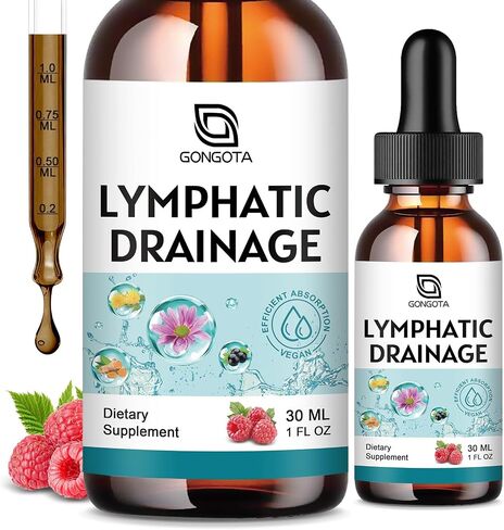 Lymphatic Drainage Drops - 11 in 1 Lymphatic Supplement with Echinacea, Horse Chestnut, Dandelion, Elderberry & Burdock, Support Lymph, Liver Detox & Repair - Raspberry Flavor, Sugar Free, 2 Fl Oz in Saudi Arabia