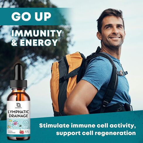 Lymphatic Drainage Drops - 11 in 1 Lymphatic Supplement with Echinacea, Horse Chestnut, Dandelion, Elderberry & Burdock, Support Lymph, Liver Detox & Repair - Raspberry Flavor, Sugar Free, 2 Fl Oz in Saudi Arabia