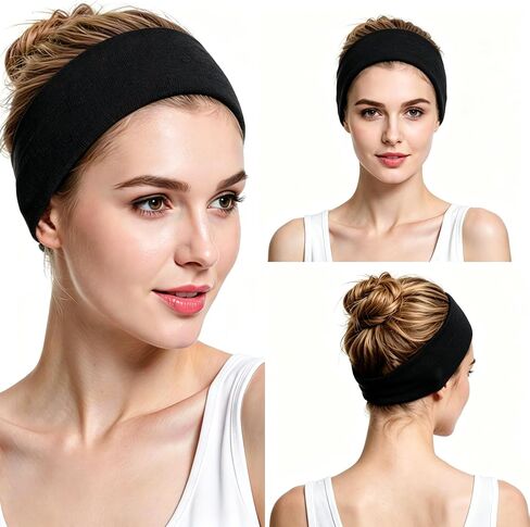 Headbands for Women - 6 Pack Wide Elastic Hair Bands, Stretchy Sweatbands, Soft Sports Thin Head Bands, Non-Slip Hair Accessories for Washing Face, Workouts, Yoga, Daily & Fashion Wear in Saudi Arabia