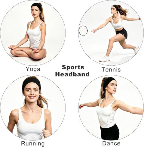 Headbands for Women - 6 Pack Wide Elastic Hair Bands, Stretchy Sweatbands, Soft Sports Thin Head Bands, Non-Slip Hair Accessories for Washing Face, Workouts, Yoga, Daily & Fashion Wear in Saudi Arabia