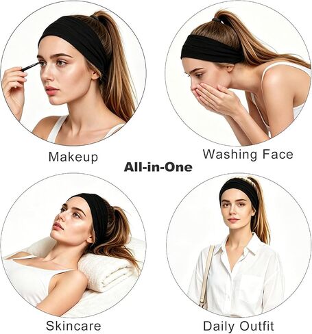 Headbands for Women - 6 Pack Wide Elastic Hair Bands, Stretchy Sweatbands, Soft Sports Thin Head Bands, Non-Slip Hair Accessories for Washing Face, Workouts, Yoga, Daily & Fashion Wear in Saudi Arabia