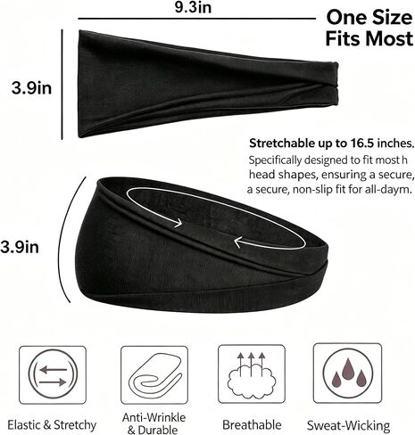 Headbands for Women - 6 Pack Wide Elastic Hair Bands, Stretchy Sweatbands, Soft Sports Thin Head Bands, Non-Slip Hair Accessories for Washing Face, Workouts, Yoga, Daily & Fashion Wear in Saudi Arabia