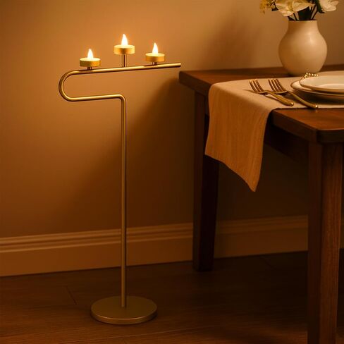 Smtyle Modern Gold Tall Candelabra Floor Candle Stand, Sculptural U-Shaped Candle Holders for Wedding Party Holiday Anniversary Ceremony Home Decor in Saudi Arabia