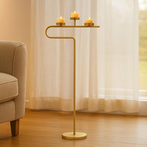Smtyle Modern Gold Tall Candelabra Floor Candle Stand, Sculptural U-Shaped Candle Holders for Wedding Party Holiday Anniversary Ceremony Home Decor in Saudi Arabia