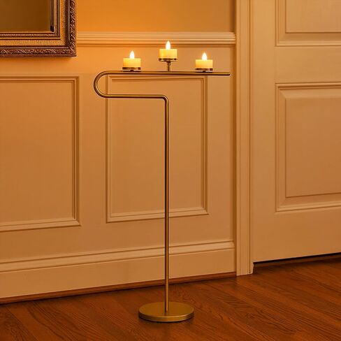 Smtyle Modern Gold Tall Candelabra Floor Candle Stand, Sculptural U-Shaped Candle Holders for Wedding Party Holiday Anniversary Ceremony Home Decor in Saudi Arabia