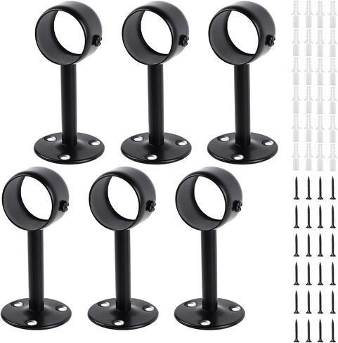 Black Ceiling Curtain Rod Brackets, Adjustable Flange Curtain Rod Bracket Hangers, 4 Pcs Upgrade Ceiling Mount Rod Holders Fits 1.1''-1.26'' Rods for Closet Wardrobe Bathroom Kitchen Home Hotel in Saudi Arabia