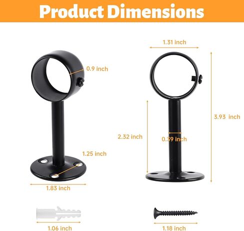 Black Ceiling Curtain Rod Brackets, Adjustable Flange Curtain Rod Bracket Hangers, 4 Pcs Upgrade Ceiling Mount Rod Holders Fits 1.1''-1.26'' Rods for Closet Wardrobe Bathroom Kitchen Home Hotel in Saudi Arabia