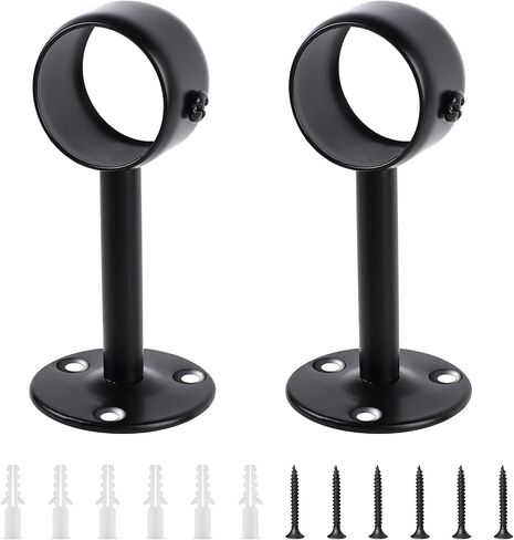 Black Ceiling Curtain Rod Brackets, Adjustable Flange Curtain Rod Bracket Hangers, 4 Pcs Upgrade Ceiling Mount Rod Holders Fits 1.1''-1.26'' Rods for Closet Wardrobe Bathroom Kitchen Home Hotel in Saudi Arabia