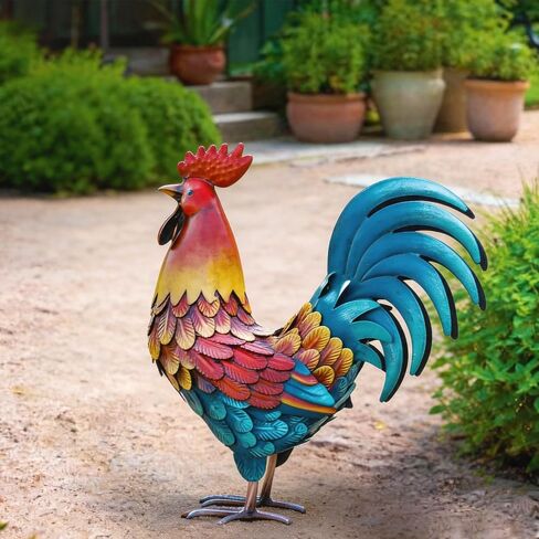 Kircust Metal Rooster Garden Statue Outdoor Decor Yard Art Chicken Decoration for Home Patio Lawn Backyard Farmhouse Kitchen in Saudi Arabia