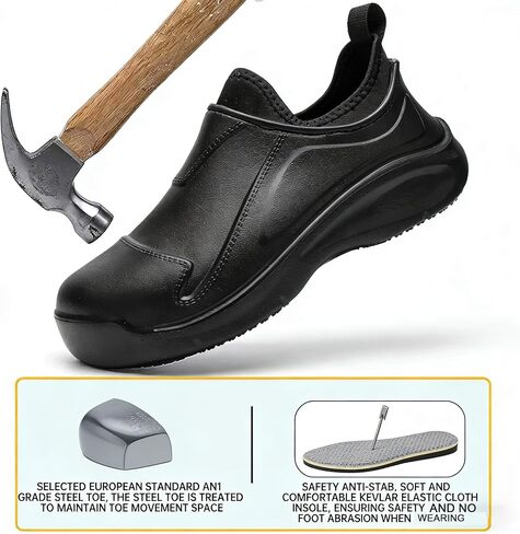 Men's Steel-Toe Shoes, Anti-Smashing, Anti-Puncture, Lightweight Safety Shoes, Anti-Slip Work Shoes, Suitable for Industrial Construction, Warehouse Work, Safety Boots, Chef Shoes 603 in Kuwait