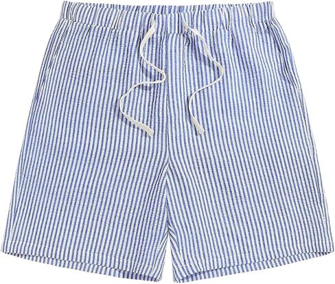 MakeMeChic Men's Striped Drawstring Shorts Wide Leg Summer Casual Shorts with Pockets in Kuwait