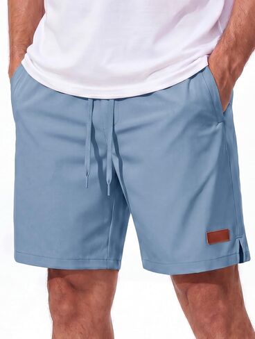 MAGCOMSEN Mens Casual Shorts 7 Inch Chino Polyester Water Shedding Drawstring Summer Vacation 7" Shorts with Pockets in Kuwait