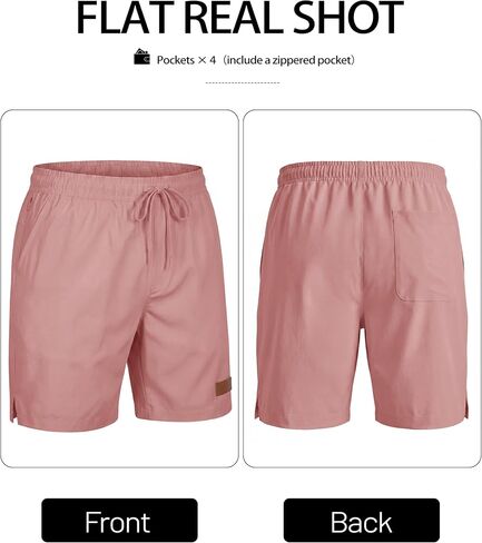 MAGCOMSEN Mens Casual Shorts 7 Inch Chino Polyester Water Shedding Drawstring Summer Vacation 7" Shorts with Pockets in Kuwait