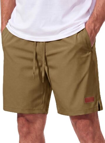 MAGCOMSEN Mens Casual Shorts 7 Inch Chino Polyester Water Shedding Drawstring Summer Vacation 7" Shorts with Pockets in Kuwait