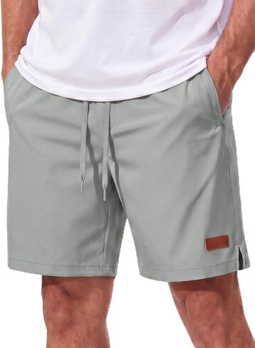 MAGCOMSEN Mens Casual Shorts 7 Inch Chino Polyester Water Shedding Drawstring Summer Vacation 7" Shorts with Pockets in Kuwait