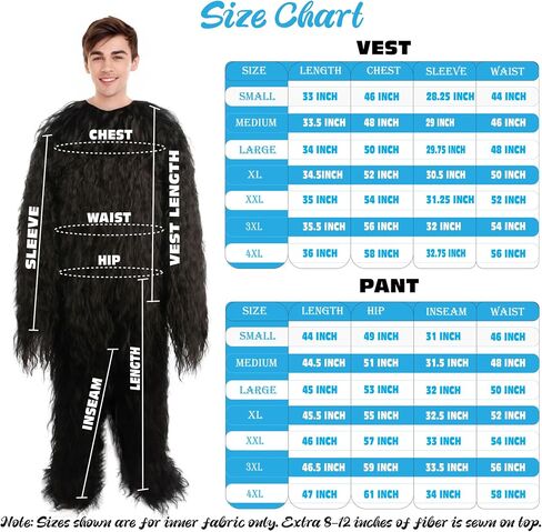 Hairy Warrior Ape Military Leader Resistance Fighter Yeti - Black Cosplay Wig And Costume, Multiple Color Options (Large/XL) in Kuwait