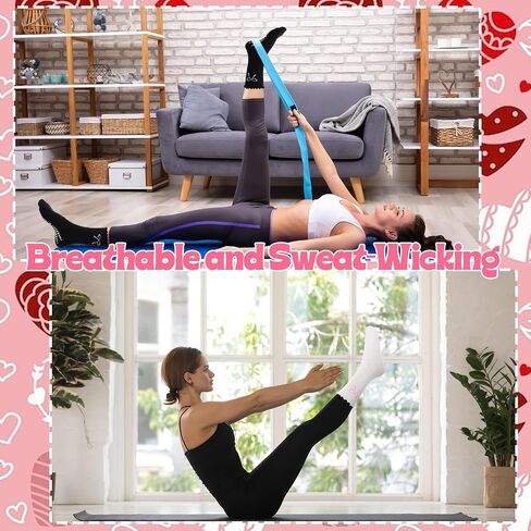 5 Pairs Women Pilates Grip Socks with Ruffle, Cute Non Slip Yoga Socks Bow Frilly Crew Sock for Barre Yoga Dance Workout Barefoot Fitness Hospital Home in Saudi Arabia