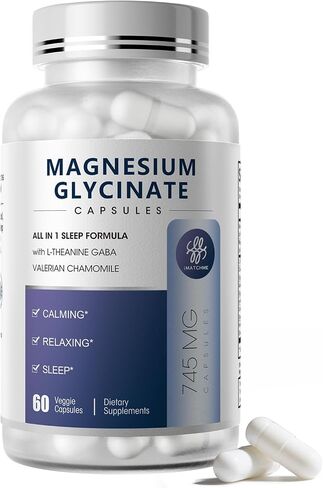iMATCHME Magnesium Glycinate 850mg Capsules with L-Theanine, Chamomile & GABA for Sleep, Calmness, Muscle, Bone Health & Immune Support, Magnesium for Women and Men, Vegan, High-Absorption, 120 Count in Saudi Arabia