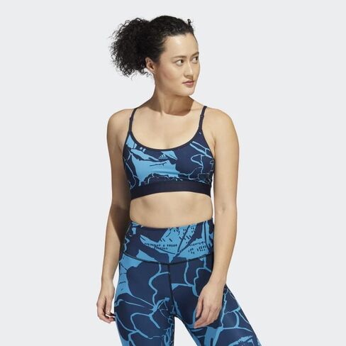 حمالة صدر نسائية من adidas Light-Support بطبعة زهور، أزرق، مقاس LAC in Kuwait