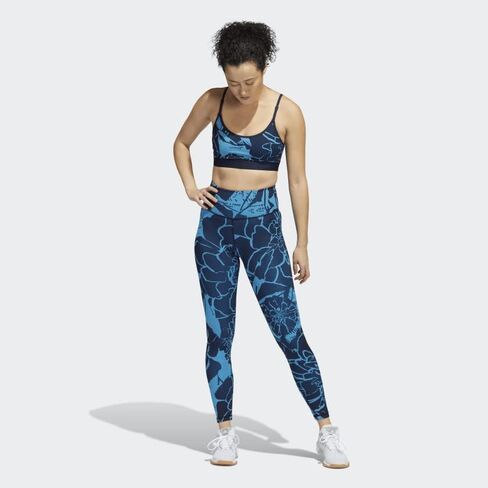 حمالة صدر نسائية من adidas Light-Support بطبعة زهور، أزرق، مقاس LAC in Kuwait