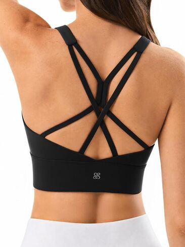 High Support Sports Bras Built-in Pads Strappy Cropped Tops for Women Workout Pilates Running Scoop Neck Criss-cross Backless in Saudi Arabia