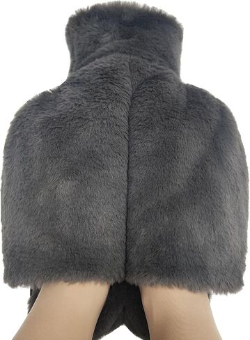 Soft Large Foot Cover,Hot Water Bottle for Feet and Hands,Warm Foot Cushion, 2L Heated Warmer with Washable Plush Cover, Non-Electric Heated Warmer for Pain Relief (Dark Grey, Without Heel) in Saudi Arabia