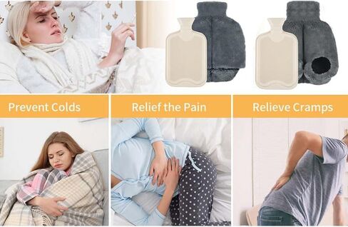 Soft Large Foot Cover,Hot Water Bottle for Feet and Hands,Warm Foot Cushion, 2L Heated Warmer with Washable Plush Cover, Non-Electric Heated Warmer for Pain Relief (Dark Grey, Without Heel) in Saudi Arabia