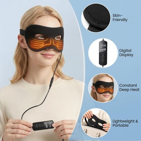 Heated Face Mask for Sinus Pressure Relief, Electric Heated Sinus Mask with 5 Heat & 6 Time Settings, Adjustable Face Heating Pad for Sinuses, Hormone Migraine, Tension Headache Relief (Black) in Saudi Arabia