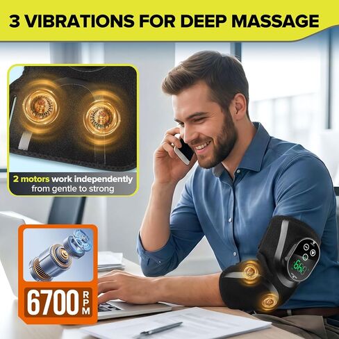 Cordless Elbow Heating Pad for Tendonitis and Tennis Elbow, Elbow Massager with Heat, Rechargeable Heating Pad for Arm, Heated Elbow Brace for Muscle Soreness Joint Pain Relief in Saudi Arabia