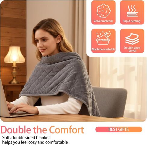 Extra Large Heating Pad for Back,32"x20" Electric Heating Pad for Neck,Shoulder,Legs,Knees and Other Body Parts Pain Relief,6 Heat Settings&10 Auto-Off Timers,Machine Washable,Gifts for Lover in Saudi Arabia