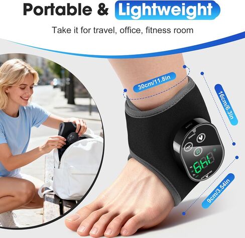 Cordless Ankle Heating Pad for Pain Relief, Foot and Ankle Massage for Circulation, Rechargeable Neuropathy Foot Massager Heated Ankle Wrap, Black in Saudi Arabia
