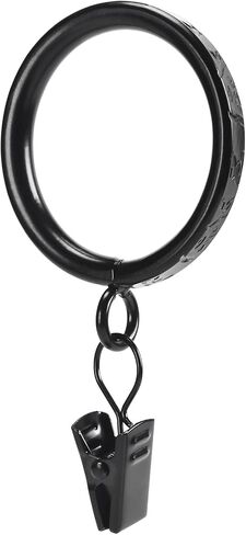 Thick Metal Clip Curtain Rings with Ancient Script Engraving,1.5" Inner Diameter, for Rods up to 1.25 Inches, Decorative Drapery Hardware (Black-28pcs) in Saudi Arabia