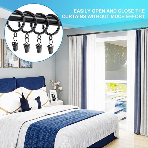 Thick Metal Clip Curtain Rings with Ancient Script Engraving,1.5" Inner Diameter, for Rods up to 1.25 Inches, Decorative Drapery Hardware (Black-28pcs) in Saudi Arabia