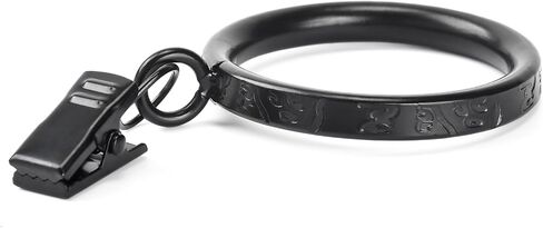 Thick Metal Clip Curtain Rings with Ancient Script Engraving,1.5" Inner Diameter, for Rods up to 1.25 Inches, Decorative Drapery Hardware (Black-28pcs) in Saudi Arabia