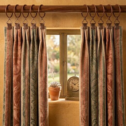 24 Pack Curtain Rings with Clips, 55mm (2.2") Inner Diameter fits up to 1.75" Diameter Rod, Heavy Duty Metal Drapery Rings, Rustproof Decorative Hanging Hooks, Antique Red Copper in Saudi Arabia