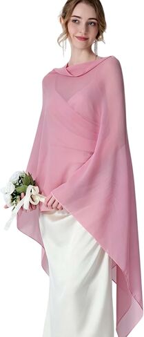 VENVSBEE Chiffon Cape Shawl Sheer Capelet Poncho Elegant Wrap Scarf for Formal Evening Dresses Weddings Parties in Saudi Arabia