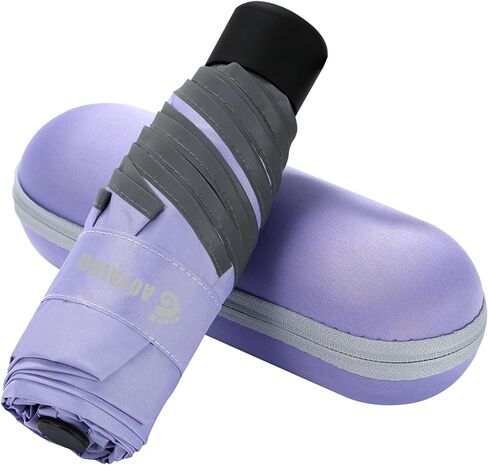 GAOYAING Compact Travel Umbrella with Reflective Safety Strips (300ft Visibility) - Ultra Portable 6.9" Folded Windproof Rain & Sun Umbrella UPF 50+ for Men Women in Saudi Arabia