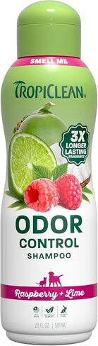 TropiClean Deodorizing Dog Shampoo, Powerful Odor Control, Long-Lasting Raspberry Lime Scent, Puppy Safe, Made in The USA, Cat Friendly, 20oz. in Saudi Arabia