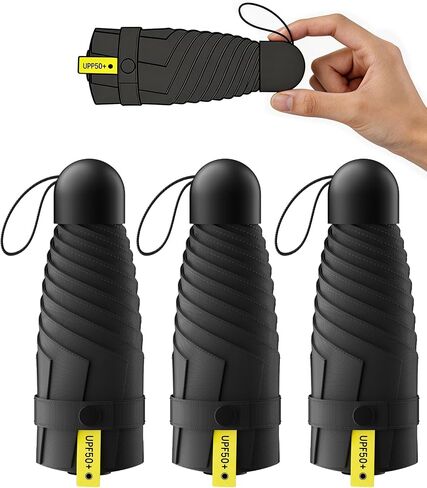 LMUGOOS 3 Pack Portable Travel Mini Umbrella, Small Compact Folding Umbrella with UPF 50+ UV Protection, Rain & Sun Resistant, Backpack & Pocket-Friendly for Kids, Women & Men (Matte Black) in Saudi Arabia