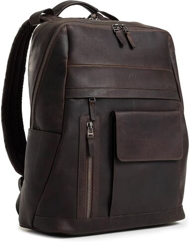 VELEZ Dark Brown Top Grain Leather Backpack Casual Daypack + Small Messenger Bag For Men in Kuwait